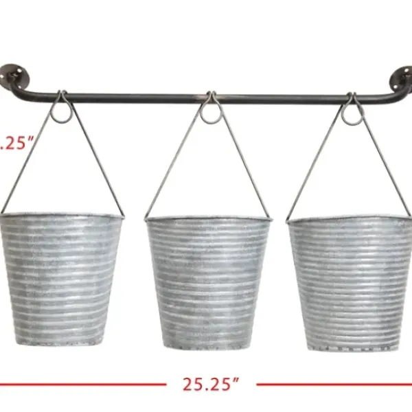 Wall Storage-Kirkland's Home Galvanized Silver Bucket Wall Planters