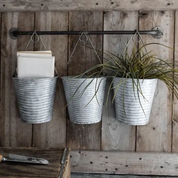 Wall Storage-Kirkland's Home Galvanized Silver Bucket Wall Planters
