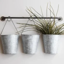 Wall Storage-Kirkland's Home Galvanized Silver Bucket Wall Planters