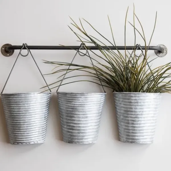 Wall Storage-Kirkland's Home Galvanized Silver Bucket Wall Planters