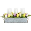 Arrangements & Greenery-Kirkland's Home Galvanized Spring Tulips Led Candle Centerpiece Pink/Green/Purple/Yellow/Silver