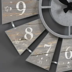 Clocks-Kirkland's Home Galvanized Windmill Wall Clock Gray