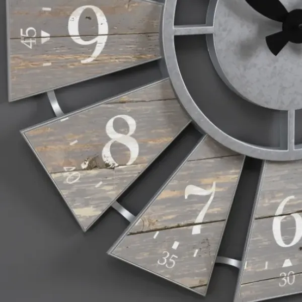 Clocks-Kirkland's Home Galvanized Windmill Wall Clock Gray