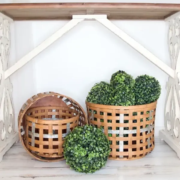 Baskets & Boxes-Kirkland's Home Galvanized Woven Wicker Baskets, Set Of 3 Tan/Silver