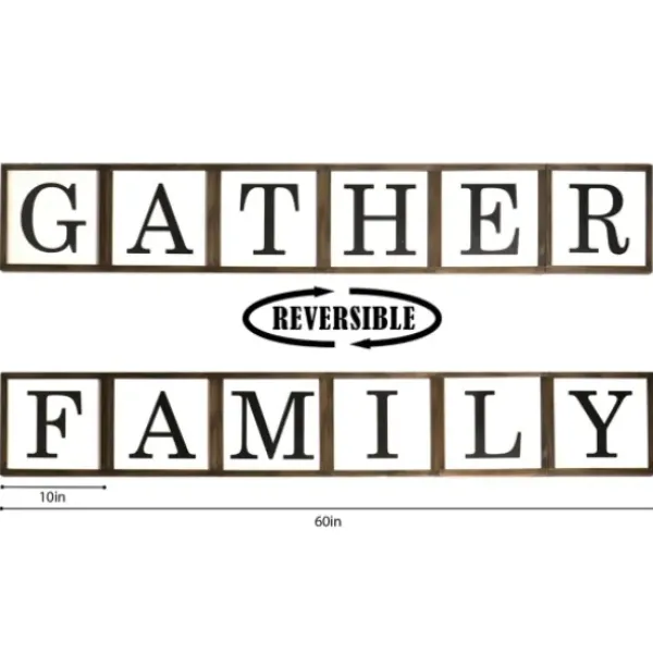 Wall Quotes & Signs-Kirkland's Home Gather Family Reversible Wood Box Brown/Black/White