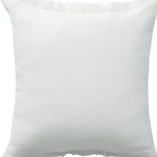 Pillows-Kirkland's Home Gauze Organic Fringe Throw Pillow White
