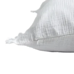 Pillows-Kirkland's Home Gauze Organic Fringe Throw Pillow White