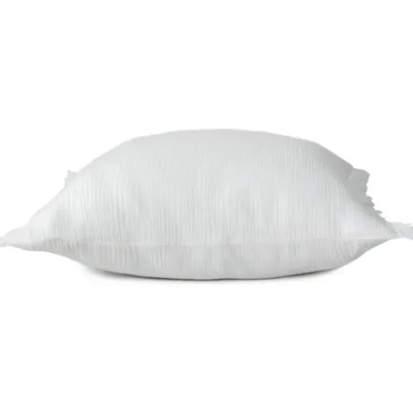 Pillows-Kirkland's Home Gauze Organic Fringe Throw Pillow White