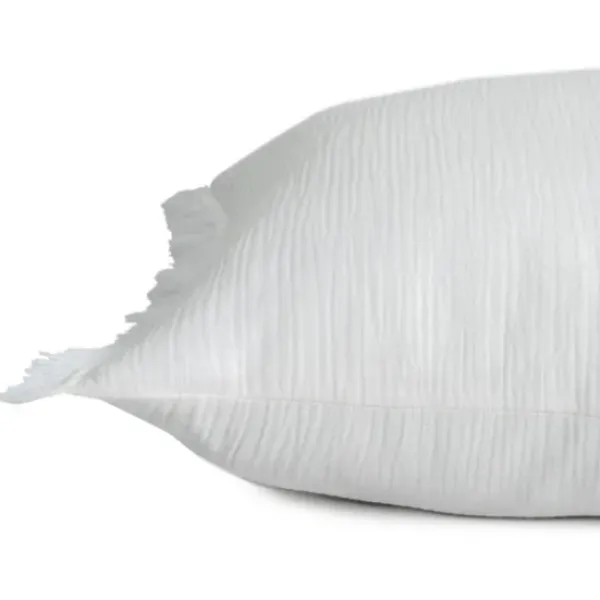 Pillows-Kirkland's Home Gauze Organic Fringe Throw Pillow White