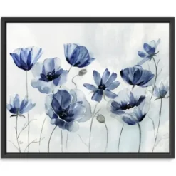 Framed Art-Kirkland's Home Gentian Awakening Framed Canvas Art Print White/Blue/Gray