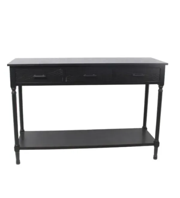 Console Tables-Kirkland's Home Geo 3-Drawer Console Table Black