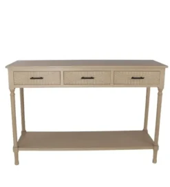Console Tables-Kirkland's Home Geo 3-Drawer Console Table Tan