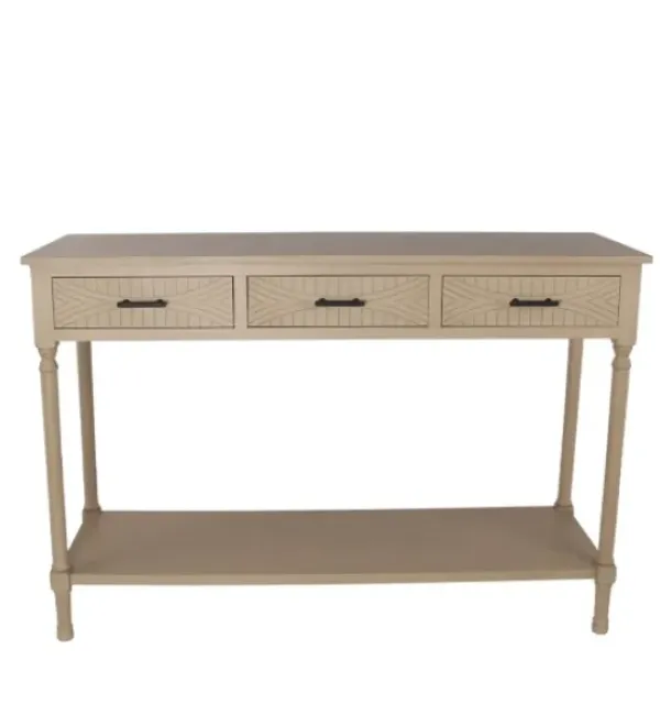 Console Tables-Kirkland's Home Geo 3-Drawer Console Table Tan