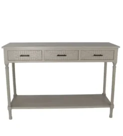 Console Tables-Kirkland's Home Geo 3-Drawer Console Table Gray