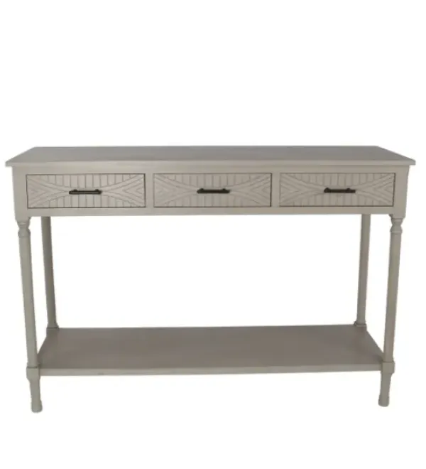 Console Tables-Kirkland's Home Geo 3-Drawer Console Table Gray