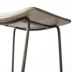 Bar Stools & Counter Height Stools-Kirkland's Home Geometric Base And Saddle Seat Bar Stool Ivory