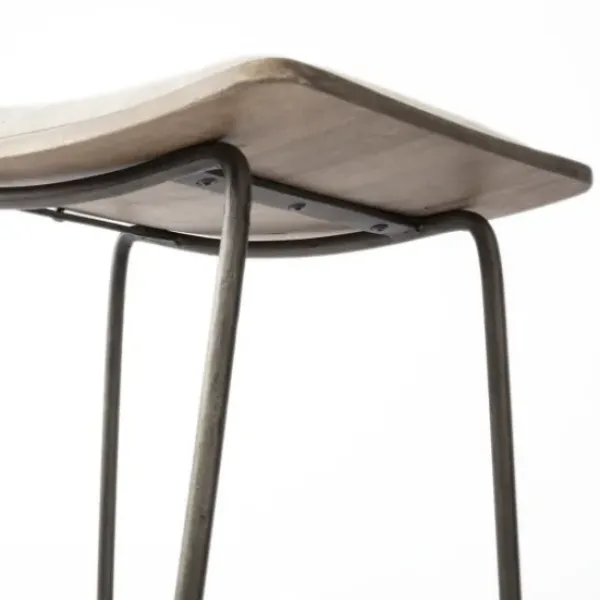 Bar Stools & Counter Height Stools-Kirkland's Home Geometric Base And Saddle Seat Bar Stool Ivory