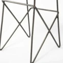 Bar Stools & Counter Height Stools-Kirkland's Home Geometric Base And Saddle Seat Bar Stool Ivory