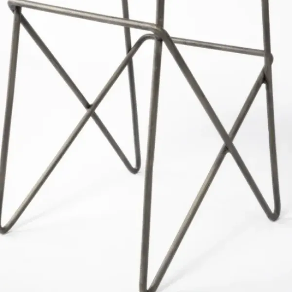 Bar Stools & Counter Height Stools-Kirkland's Home Geometric Base And Saddle Seat Bar Stool Ivory