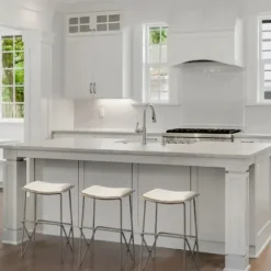 Bar Stools & Counter Height Stools-Kirkland's Home Geometric Base And Saddle Seat Bar Stool Ivory