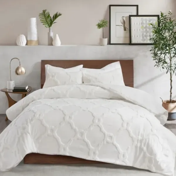 Comforters-Kirkland's Home Geometric California King 3-Pc Comforter Set White