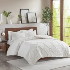 Comforters-Kirkland's Home Geometric California King 3-Pc Comforter Set White