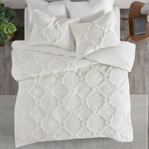 Comforters-Kirkland's Home Geometric California King 3-Pc Comforter Set White