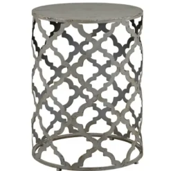 Accent & End Tables-Kirkland's Home Geometric Frame Metal Accent Table Gray