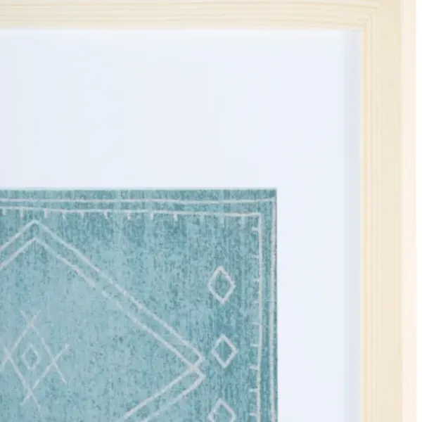 Wall Plaques-Kirkland's Home Geometric Framed Textile Wall Plaque Blue