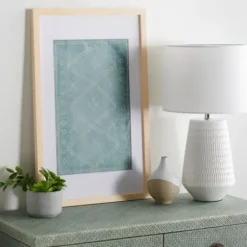 Wall Plaques-Kirkland's Home Geometric Framed Textile Wall Plaque Blue