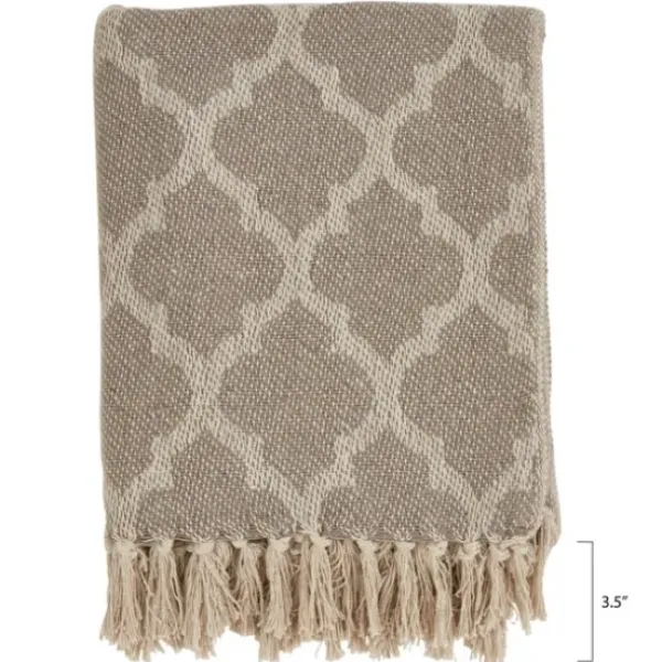 Blankets & Throws-Kirkland's Home Geometric Fringe Throw Blanket Tan