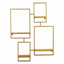 Shelves-Kirkland's Home Geometric Honey Mango Wood Wall Shelves