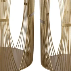 Candle Holders-Kirkland's Home Geometric Metal Hurricanes, Set Of 2 Gold