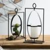Candle Holders-Kirkland's Home Geometric Oval Frame Pillar Candle Holder Gray