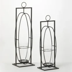 Sconces-Kirkland's Home Geometric Oval 2-Pc. Hurricane Sconce Set