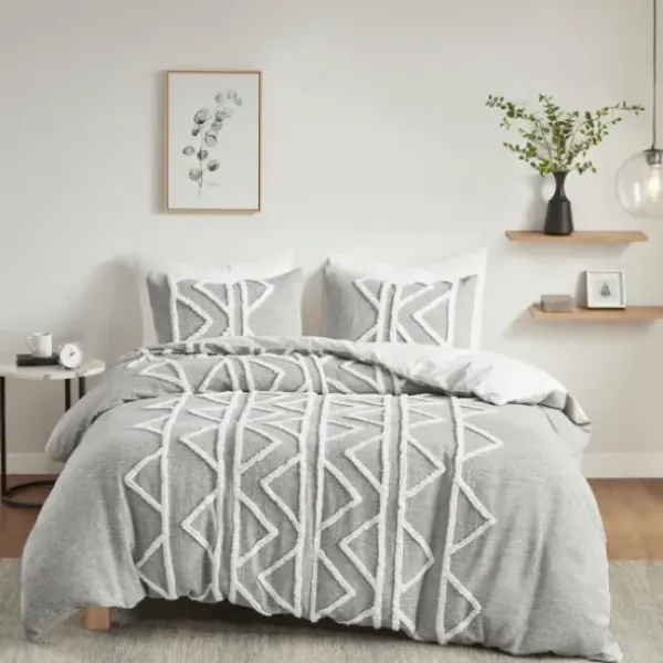 Comforters-Kirkland's Home Geometric 3-Pc. California King Comforter Set Gray