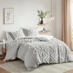 Comforters-Kirkland's Home Geometric 3-Pc. California King Comforter Set Gray