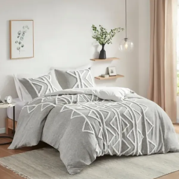 Comforters-Kirkland's Home Geometric 3-Pc. California King Comforter Set Gray