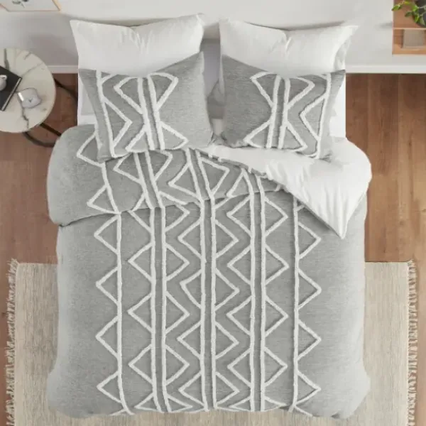 Comforters-Kirkland's Home Geometric 3-Pc. California King Comforter Set Gray