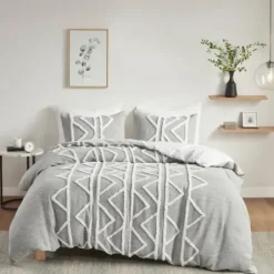 Comforters-Kirkland's Home Geometric 3-Pc. Full/Queen Comforter Set Gray