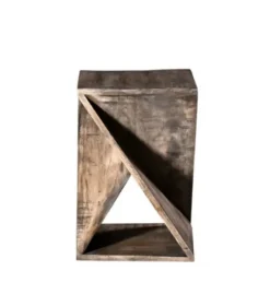 Accent & End Tables-Kirkland's Home Geometric Twist Wood Accent Table Tan