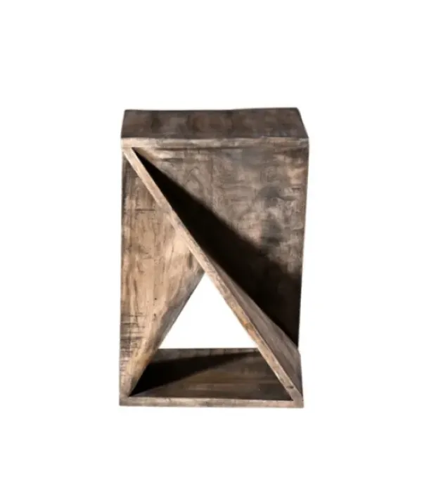 Accent & End Tables-Kirkland's Home Geometric Twist Wood Accent Table Tan