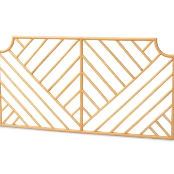 Beds & Headboards-Kirkland's Home Geometric Weave Rat Queen Headboard Tan