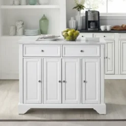 Kitchen Islands & Bar Carts-Kirkland's Home Gia All Marble Kitchen Island White