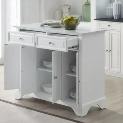 Kitchen Islands & Bar Carts-Kirkland's Home Gia All Marble Kitchen Island White