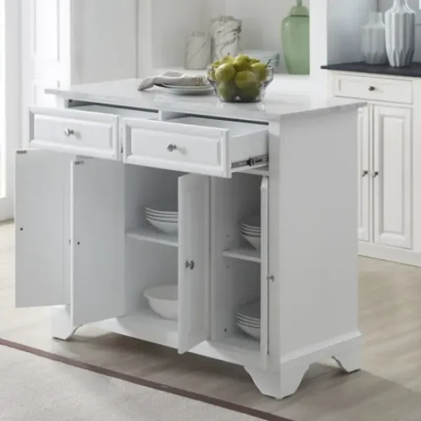 Kitchen Islands & Bar Carts-Kirkland's Home Gia All Marble Kitchen Island White