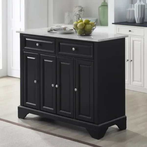 Kitchen Islands & Bar Carts-Kirkland's Home Gia Black And White Marble Kitchen Island Black/White