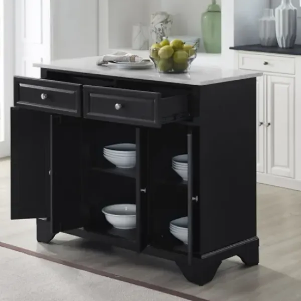Kitchen Islands & Bar Carts-Kirkland's Home Gia Black And White Marble Kitchen Island Black/White