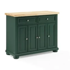 Kitchen Islands & Bar Carts-Kirkland's Home Gia Forest Green Wood Kitchen Island Green/Tan