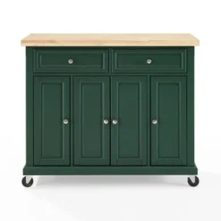 Kitchen Islands & Bar Carts-Kirkland's Home Gia Forest Green Wood Kitchen Island Green/Tan
